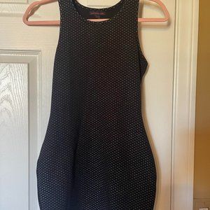 Material Girl Black Mini Dress with Silver Polka Dots